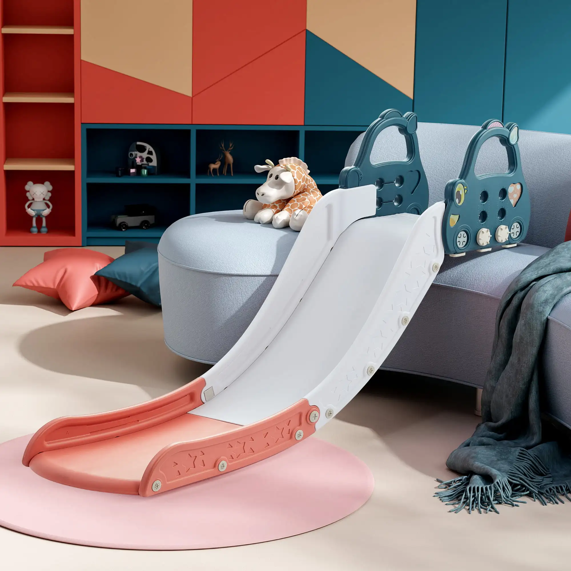 DUKE BABY Kids Indoor Slide for Sofa and Stairs Slide Attachment to Toddler Bed and Nugget Couch for Kids Age 1-5, Red and Blue
DUKE BABY Kids Indoor Slide for Sofa and Stairs Slide Attachment to Toddler Bed and Nugget Couch for Kids Age 1-5, Red and Blue