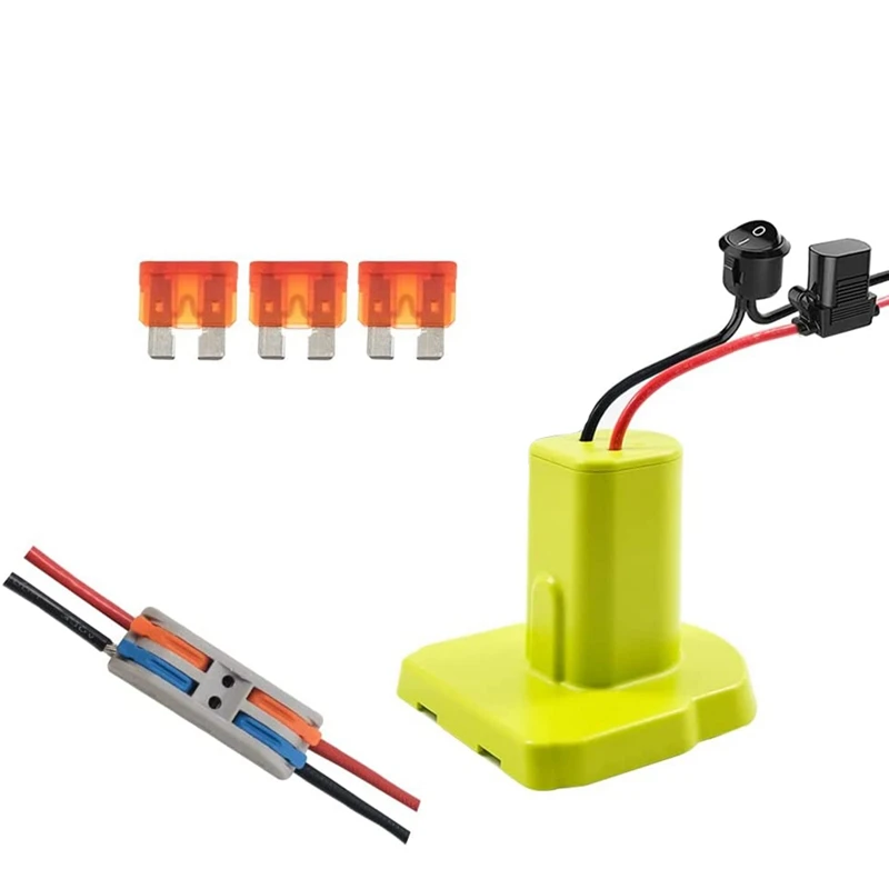 Power Wheels Adapter For Ryobi, DIY Power Output Connector 18V ONE+ Drill/Driver, With Splicing Wire Connector And Fuse
Power Wheels Adapter For Ryobi, DIY Power Output Connector 18V ONE+ Drill/Driver, With Splicing Wire Connector And Fuse