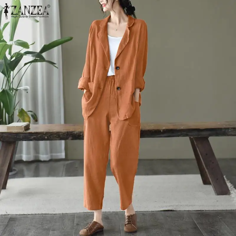 2022 Fashion Women Solid Matching Sets ZANZEA Vintage Office Work Pant Sets Spring Loose 2PCS Thin Blazer Elastic Waist Trouser
2022 Fashion Women Solid Matching Sets ZANZEA Vintage Office Work Pant Sets Spring Loose 2PCS Thin Blazer Elastic Waist Trouser
