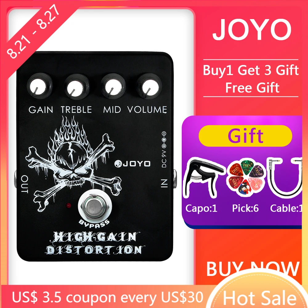 JOYO JF-04 Guitar Effect Pedal High Gain Distortion Pedal Effect from AC/DC Crunch to Heavy Metal Pedal Effect True Bypass
JOYO JF-04 Guitar Effect Pedal High Gain Distortion Pedal Effect from AC/DC Crunch to Heavy Metal Pedal Effect True Bypass