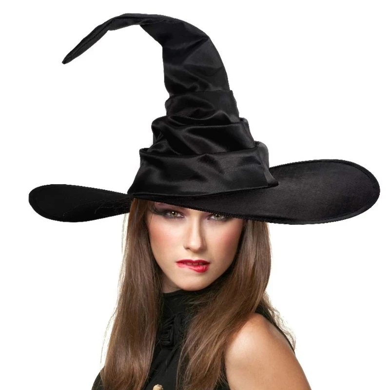 

Новая модная черная шапка волшебника в складку Хэллоуин унисекс угловая шляпа ведьмы Хэллоуин популярные ведьмы реквизит подарки