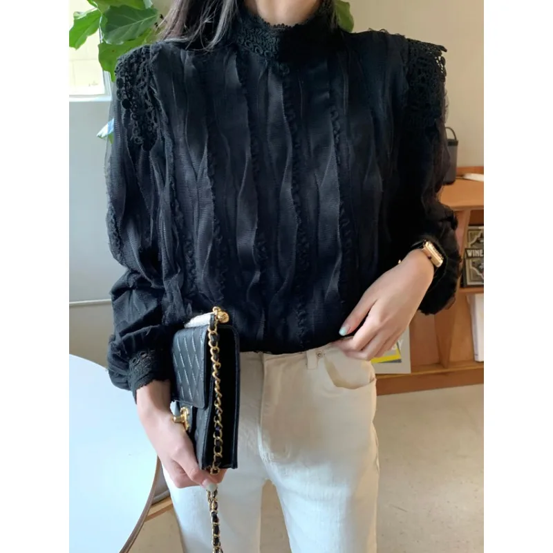 2023 Autumn Casual Long Sleeve Turtleneck Solid Color Shirts For Women Vintage Classic Chiffon Office Lady Blouse Black Top
2023 Autumn Casual Long Sleeve Turtleneck Solid Color Shirts For Women Vintage Classic Chiffon Office Lady Blouse Black Top
