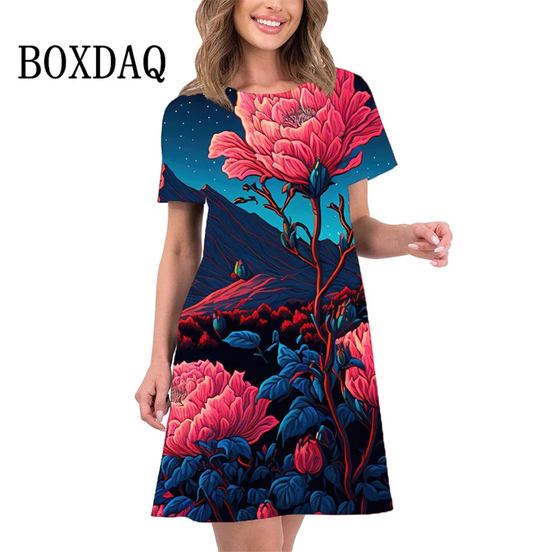 Flower Print Women Dress Oversized New Summer A-Line Dress Loose Casual Short Sleeve Landscape 3D Printed Dress Ladies Vestidos
Flower Print Women Dress Oversized New Summer A-Line Dress Loose Casual Short Sleeve Landscape 3D Printed Dress Ladies Vestidos