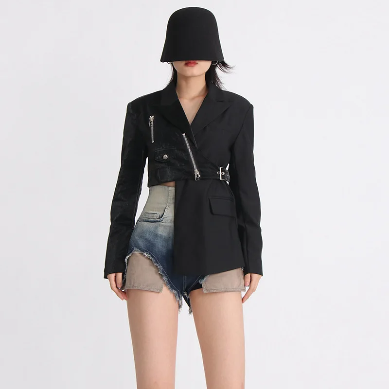 Street Hipster Niche Design 2023 Fall Lapel Long Sleeve Irregular Splicing Biker Style Women's Blazer Denim Jacket
Street Hipster Niche Design 2023 Fall Lapel Long Sleeve Irregular Splicing Biker Style Women's Blazer Denim Jacket
