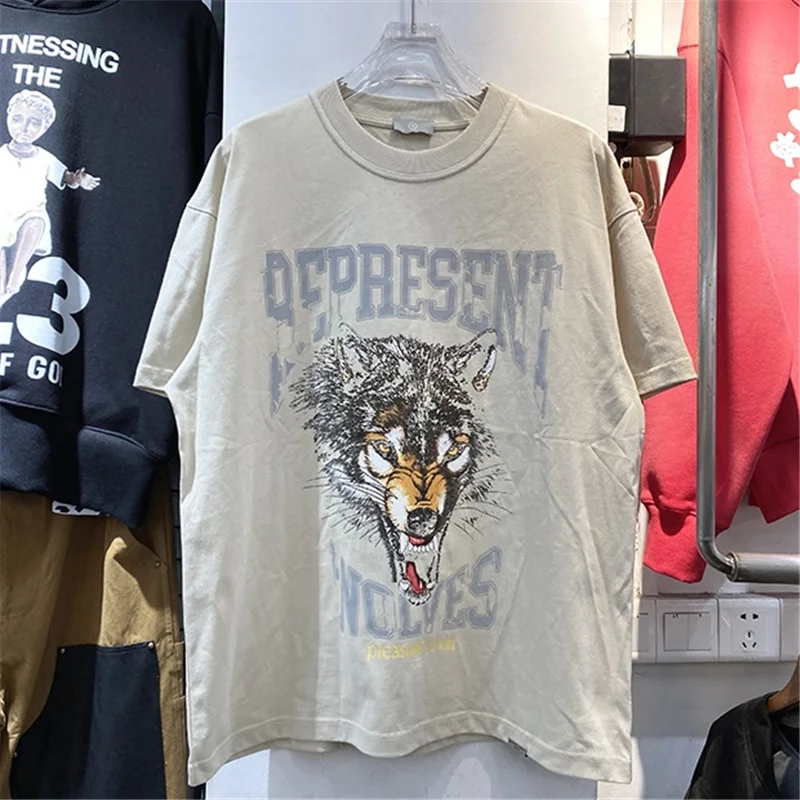 REPRESENT Short Sleeve Washed Vintage Wolf Print High Street High Quality Men's And Women's Large Fashion t-Shirt Top
REPRESENT Short Sleeve Washed Vintage Wolf Print High Street High Quality Men's And Women's Large Fashion t-Shirt Top