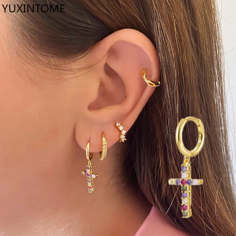 YUXINTOME 925 Sterling Silver Needle Color Cross Zircon Pendant Earrings For Women Females Gift Jewelry Accessories Girl
YUXINTOME 925 Sterling Silver Needle Color Cross Zircon Pendant Earrings For Women Females Gift Jewelry Accessories Girl