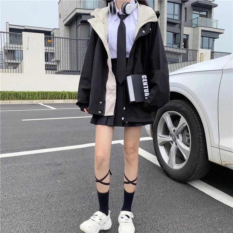 NEW 2023 Jackets Women Patchwork Loose Casual Coats Hooded Bf Korean Style Fake Two Piece Chic Preppy Students Daily
NEW 2023 Jackets Women Patchwork Loose Casual Coats Hooded Bf Korean Style Fake Two Piece Chic Preppy Students Daily