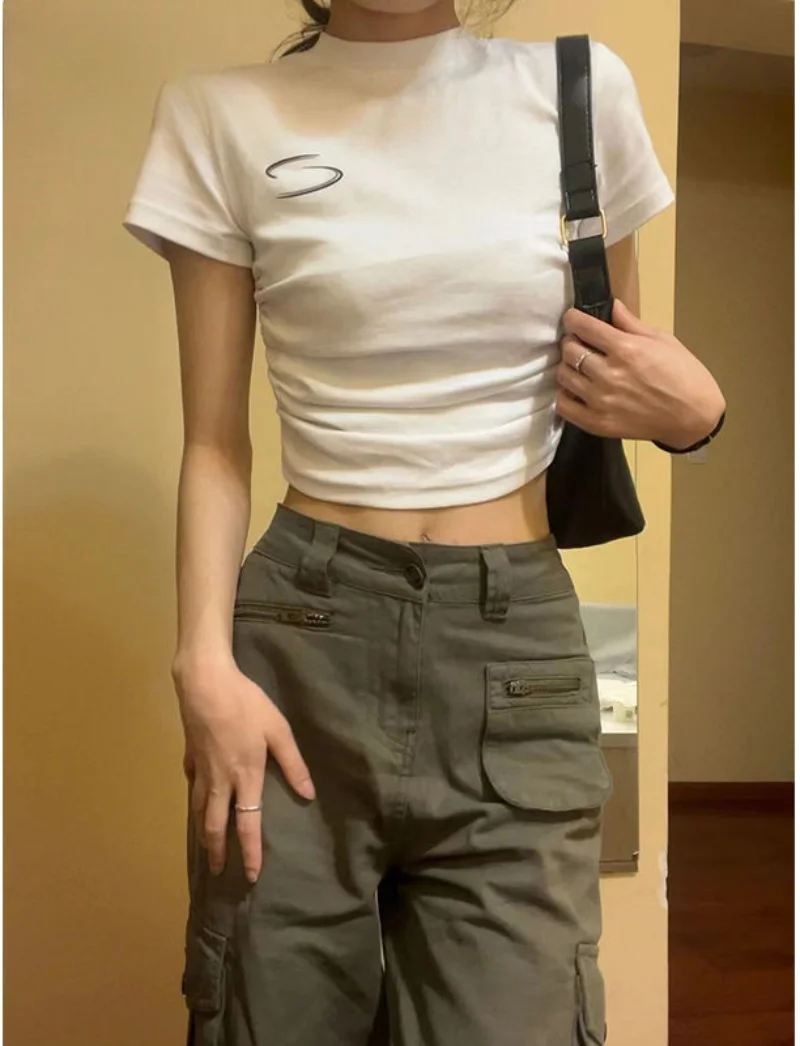 Y2k Short Sleeve T Shirt Women Summer Slim Graphic Print Fairy Grunge Pleated Minimalist Casual Aesthetic Versatile Chic Top
Y2k Short Sleeve T Shirt Women Summer Slim Graphic Print Fairy Grunge Pleated Minimalist Casual Aesthetic Versatile Chic Top