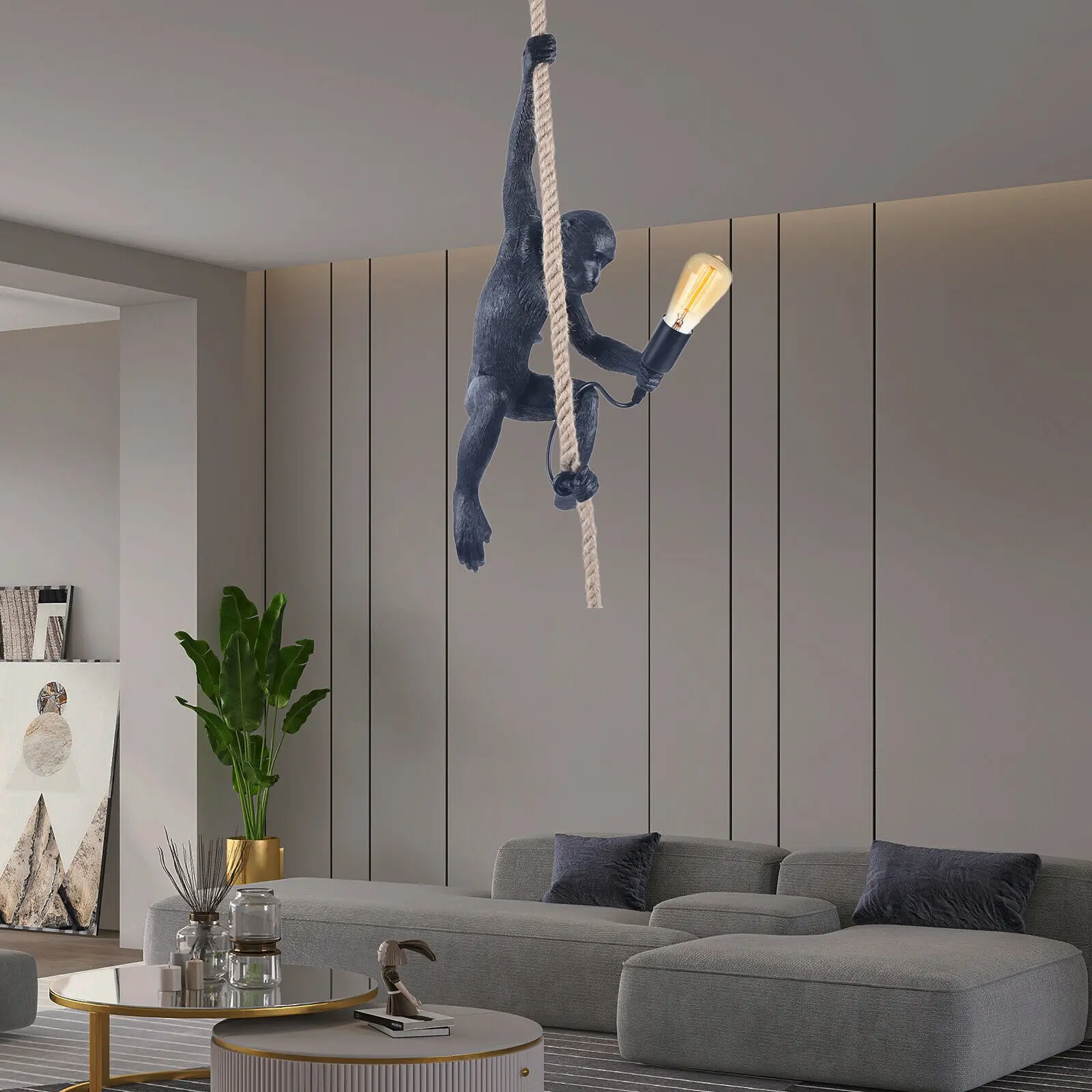 Resin Black Monkey Pendant Light Hemp Rope Chandelier for Living Study Room Lamp Art Home Decor Lighting Fixture 
Resin Black Monkey Pendant Light Hemp Rope Chandelier for Living Study Room Lamp Art Home Decor Lighting Fixture