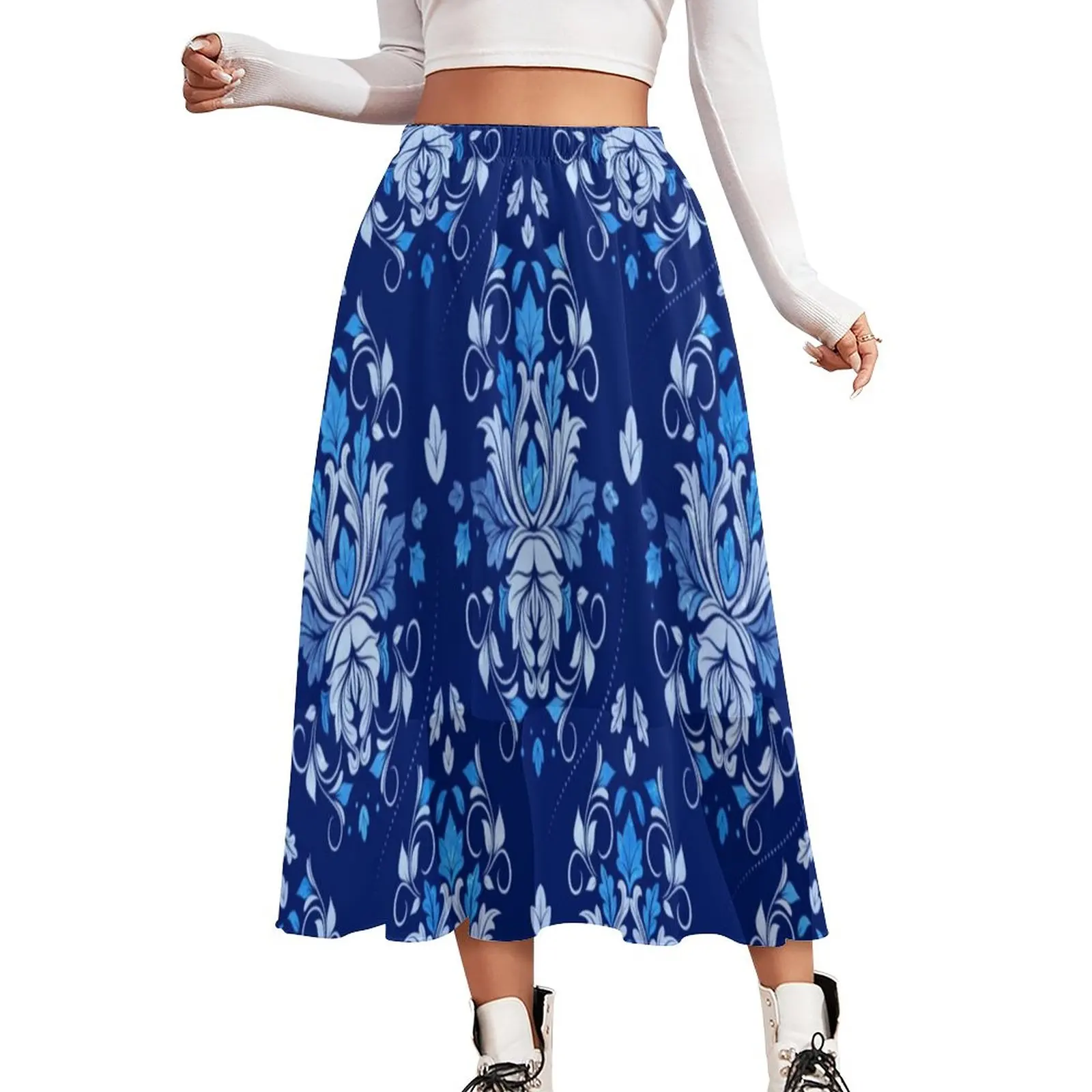 Blue Baroque Print Skirt Oriental Damask Retro Boho Skirts Spring Harajuku Elastic Waist Chiffon Graphic Oversize A-line Skirt
Blue Baroque Print Skirt Oriental Damask Retro Boho Skirts Spring Harajuku Elastic Waist Chiffon Graphic Oversize A-line Skirt
