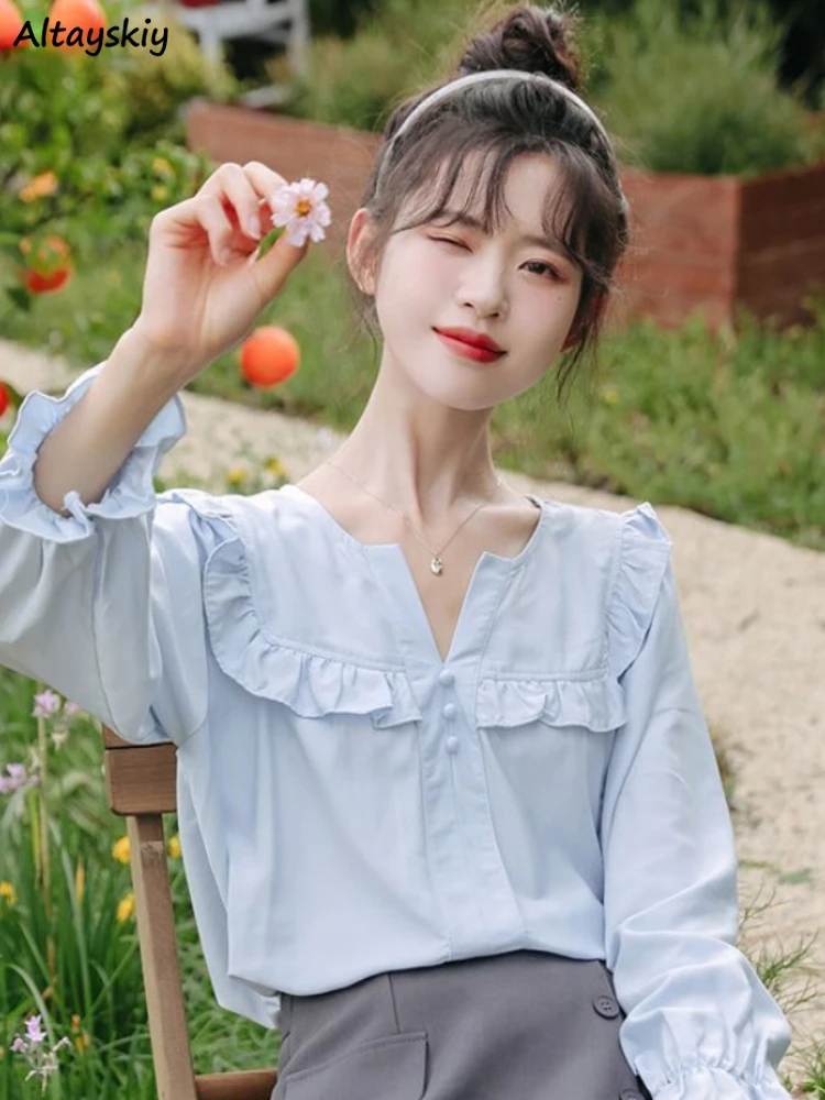 Blouses Women Lantern Sleeve Comfortable Simple V-neck Spring Prairie Leisure Loose Fashion Retro All-match Korean Style Trendy
Blouses Women Lantern Sleeve Comfortable Simple V-neck Spring Prairie Leisure Loose Fashion Retro All-match Korean Style Trendy