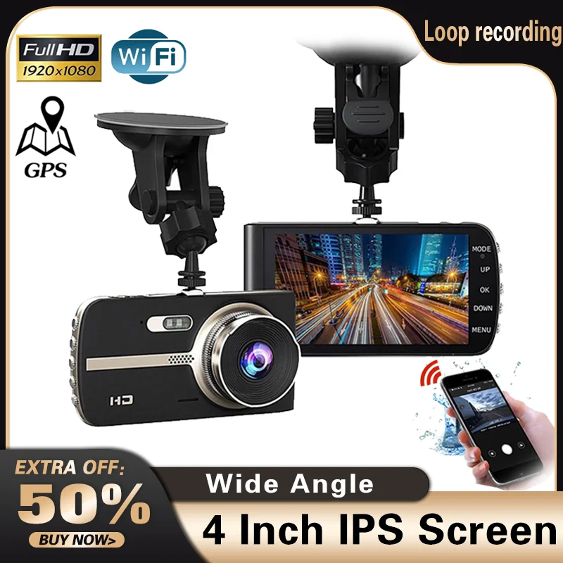 Car DVR Wifi Video Recorder Dashcam Dual Lens 4 Inch 170 ° FHD 1080P G-Sensor Real Time Surveillance Auto Registrator Camera
Car DVR Wifi Video Recorder Dashcam Dual Lens 4 Inch 170 ° FHD 1080P G-Sensor Real Time Surveillance Auto Registrator Camera