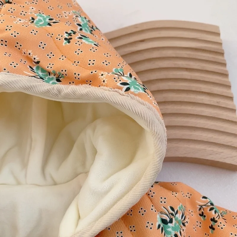 Зимняя детская одежда Стёганые комбинезоны с капюшоном для девочек внутренним