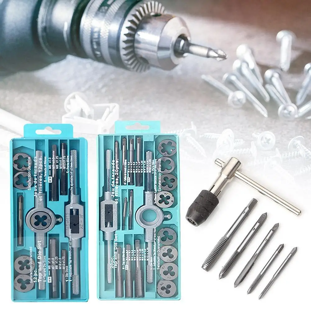 Multifunction Tap and Die Set 12/20Pcs M3-M12 Metric Screw Thread Plugs Hand Screw Taps Straight Taper Tapping and Thread Tools
Multifunction Tap and Die Set 12/20Pcs M3-M12 Metric Screw Thread Plugs Hand Screw Taps Straight Taper Tapping and Thread Tools