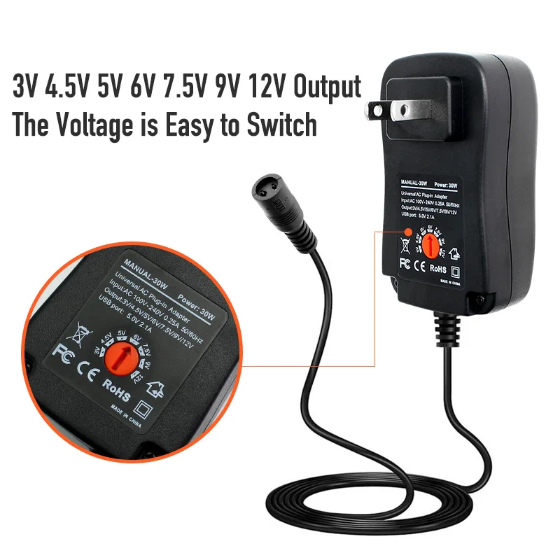 Adjustable Power Adapter 3V 4V 5V 6V 7.5V 9V 12V Output Power Supply DC Source 12V 220V Various Voltage DC Female Different Plug
Adjustable Power Adapter 3V 4V 5V 6V 7.5V 9V 12V Output Power Supply DC Source 12V 220V Various Voltage DC Female Different Plug