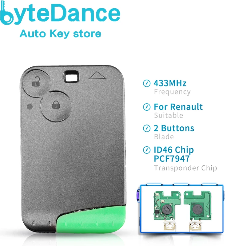 For Renault Laguna Espace 2 Buttons 433Mhz Car Smart Car Key Card PCF7947 ID46 Chip Remote Control Key Keyless Entry
For Renault Laguna Espace 2 Buttons 433Mhz Car Smart Car Key Card PCF7947 ID46 Chip Remote Control Key Keyless Entry
