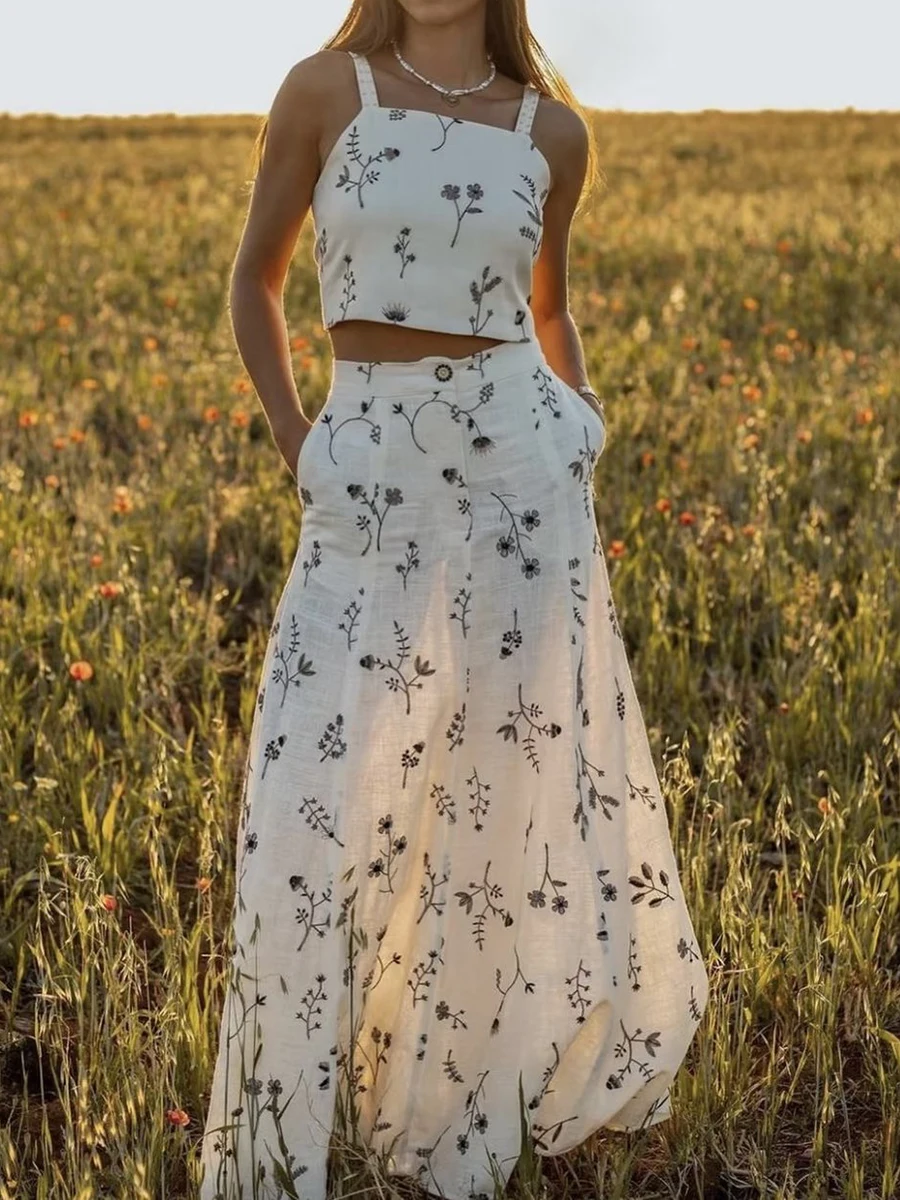 Floral Embroidery Women Skirt Sets Bow Sleeveless Crop Top High Waist Long Skirts Outfits Casual Chic Summer 2 Piece Set Female
Floral Embroidery Women Skirt Sets Bow Sleeveless Crop Top High Waist Long Skirts Outfits Casual Chic Summer 2 Piece Set Female