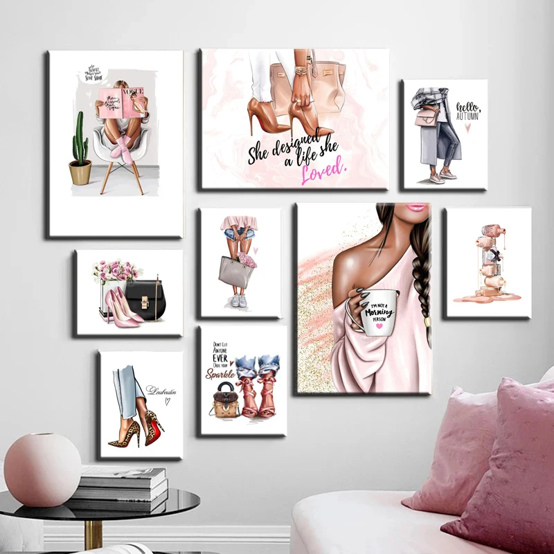 Wall Art Canvas Painting Fashion Girl High Heels Nordic Handbag Nail Polish Wallpaper Picture Living Room Home Decor Print
Wall Art Canvas Painting Fashion Girl High Heels Nordic Handbag Nail Polish Wallpaper Picture Living Room Home Decor Print