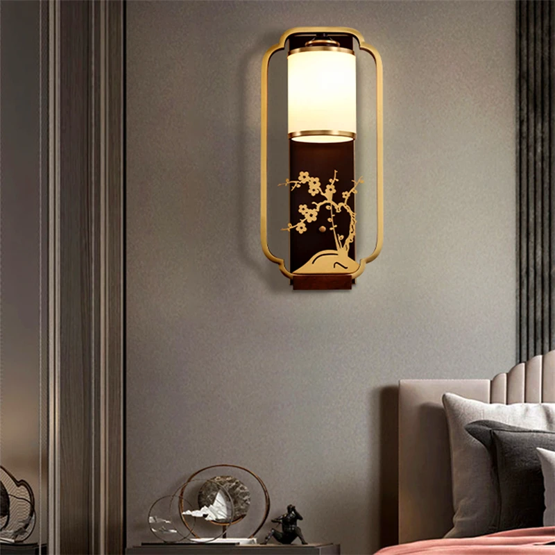 

Китайская настенная ретро-лампа, медный светодиодный светильник для гостиной, столовой, спальни, прикроватного столика, телевизора, кабинета, декоративное освещение