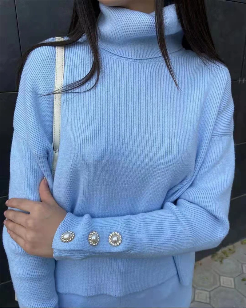 2 Pieces Women's Tracksuit Turtleneck Pullover Sweater Knickerbockers Set Knit Coat Fall/winter Set
2 Pieces Women's Tracksuit Turtleneck Pullover Sweater Knickerbockers Set Knit Coat Fall/winter Set