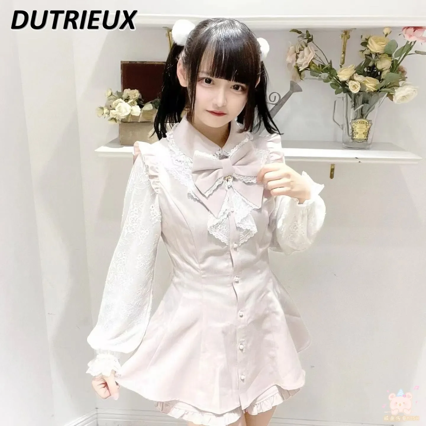 2023 Spring Autumn New Bow Lace Elegant Outfits Long Sleeve Shirt Casual Shirt Suit Lolita Style Sweet Shirt Two-Piece Set Women
2023 Spring Autumn New Bow Lace Elegant Outfits Long Sleeve Shirt Casual Shirt Suit Lolita Style Sweet Shirt Two-Piece Set Women
