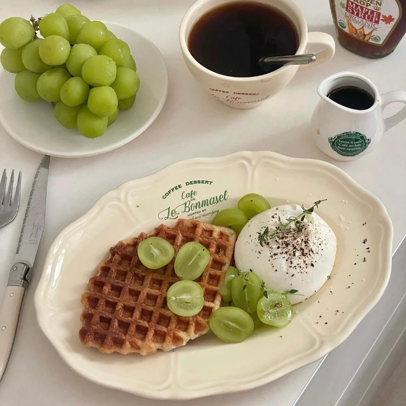 Creative 8 Inch Retro French Simple Letter Beige Oval Ceramic Western Food Fruit Plate Cake Breakfast Plate Plate Sets
Creative 8 Inch Retro French Simple Letter Beige Oval Ceramic Western Food Fruit Plate Cake Breakfast Plate Plate Sets