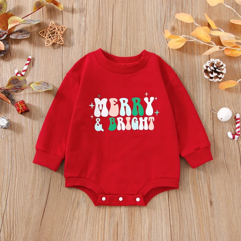 Baby Girl Boys Christmas Romper Autumn Long Sleeve Round Neck Cartoon Letters Print Loose Buttons Short Romper For 0-24Months
Baby Girl Boys Christmas Romper Autumn Long Sleeve Round Neck Cartoon Letters Print Loose Buttons Short Romper For 0-24Months