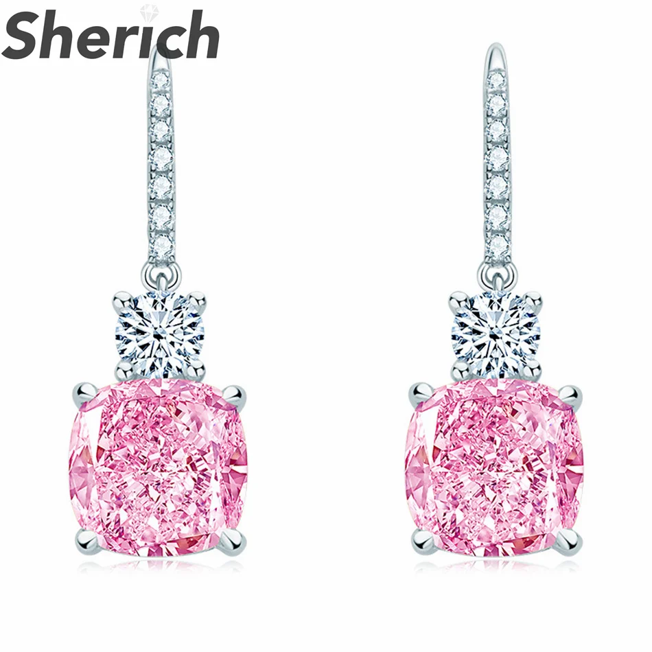 Sherich 10*10mm Pink Square High Carbon Diamond S925 Sterling Silver Fashion Shiny Delicate Drop Earrings Women's Fine Jewelry
Sherich 10*10mm Pink Square High Carbon Diamond S925 Sterling Silver Fashion Shiny Delicate Drop Earrings Women's Fine Jewelry