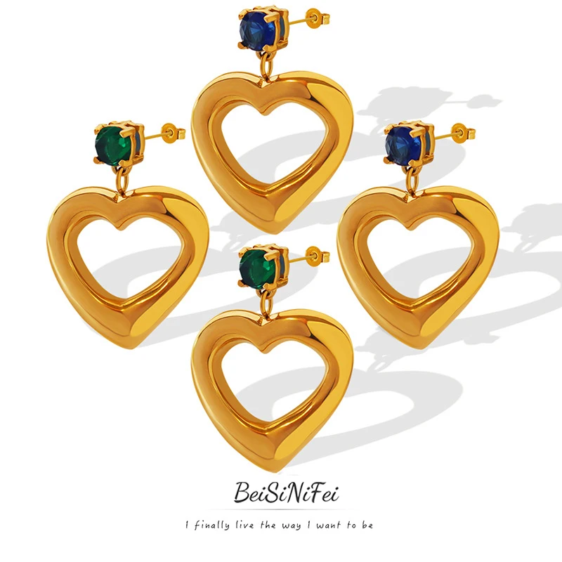 Stainless steel earrings for women Trend personality wild ins style geometric luxury design zircon peach heart earrings
Stainless steel earrings for women Trend personality wild ins style geometric luxury design zircon peach heart earrings