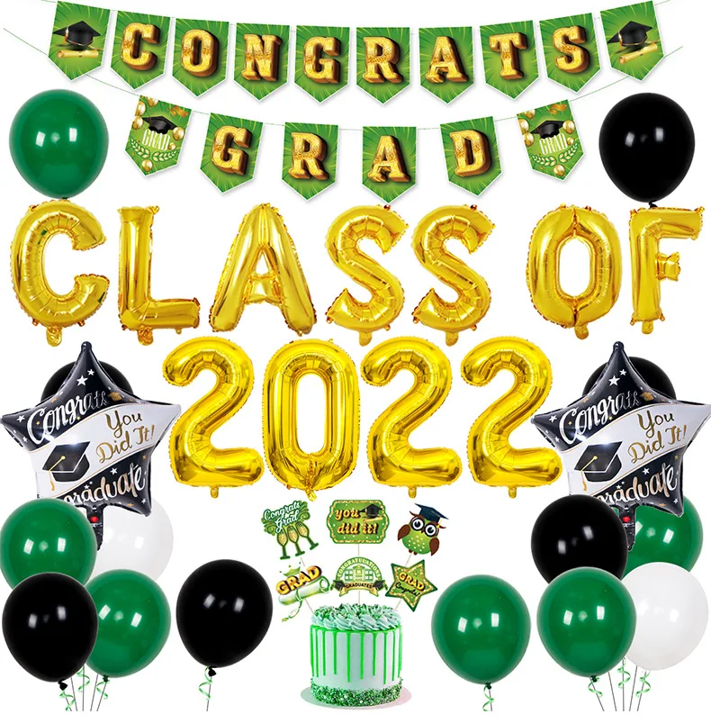 Graduation Season Balloon Set CLASS OF 2022 Aluminum Film Balloon Pull Flag Set Graduation Baloon Decor Congrates Grade Balon 
Graduation Season Balloon Set CLASS OF 2022 Aluminum Film Balloon Pull Flag Set Graduation Baloon Decor Congrates Grade Balon