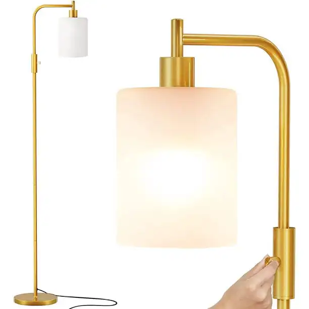 HMTX Iron Industrial Floor Lamp with 3-Way Dimmable LED Bulb, Modern Standing Lamp with White Frosted Hanging Glass Shade, Farmh
HMTX Iron Industrial Floor Lamp with 3-Way Dimmable LED Bulb, Modern Standing Lamp with White Frosted Hanging Glass Shade, Farmh