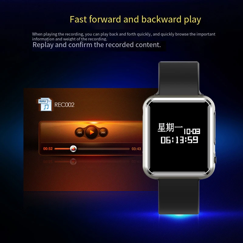S5 Recording Pen Sports Bracelet Mp3 Ai Intelligent High-definition Noise Reduction Encryption Voice-activated Recording Watch
S5 Recording Pen Sports Bracelet Mp3 Ai Intelligent High-definition Noise Reduction Encryption Voice-activated Recording Watch