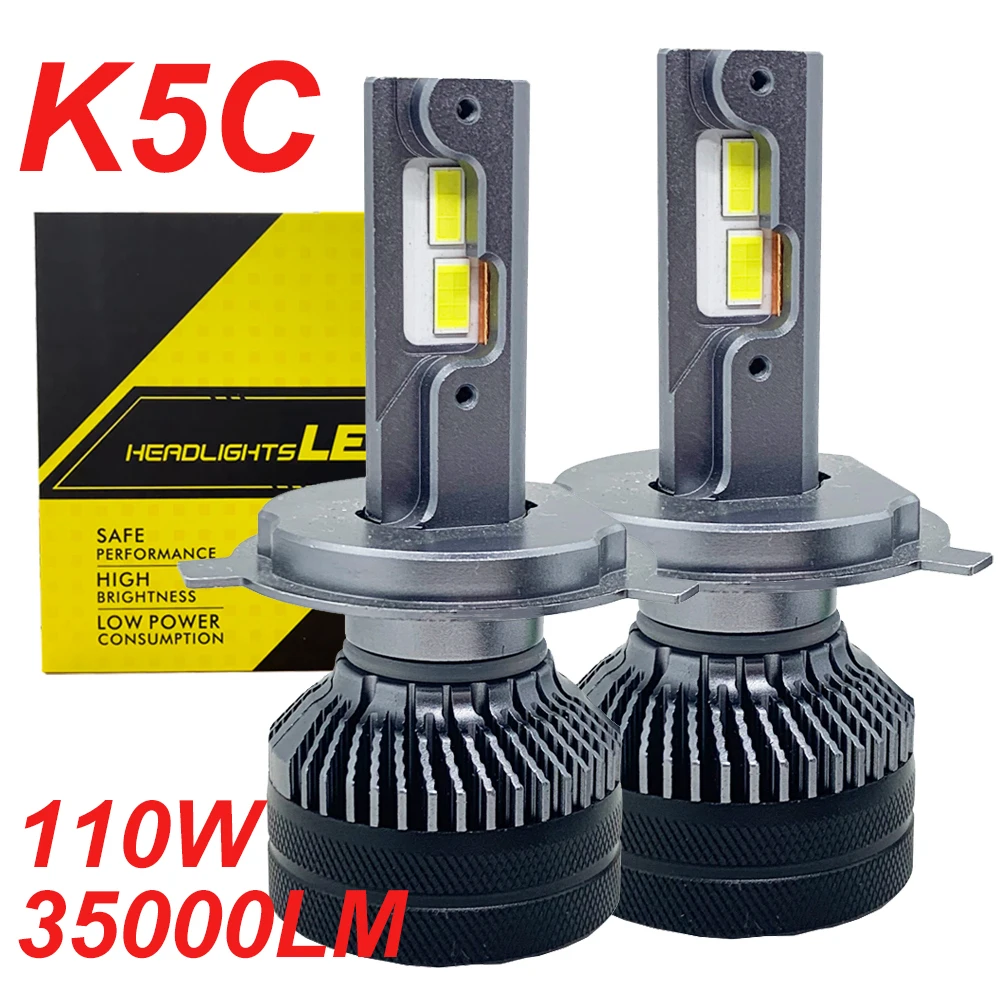 

K5C H7 LED Headlights Canbus 110W 35000LM H1 H4 H11 9012 HIR2 H8 H9 9005 9006 HB3 HB4 Extremely High Power 6000K 3570 CSP Chips