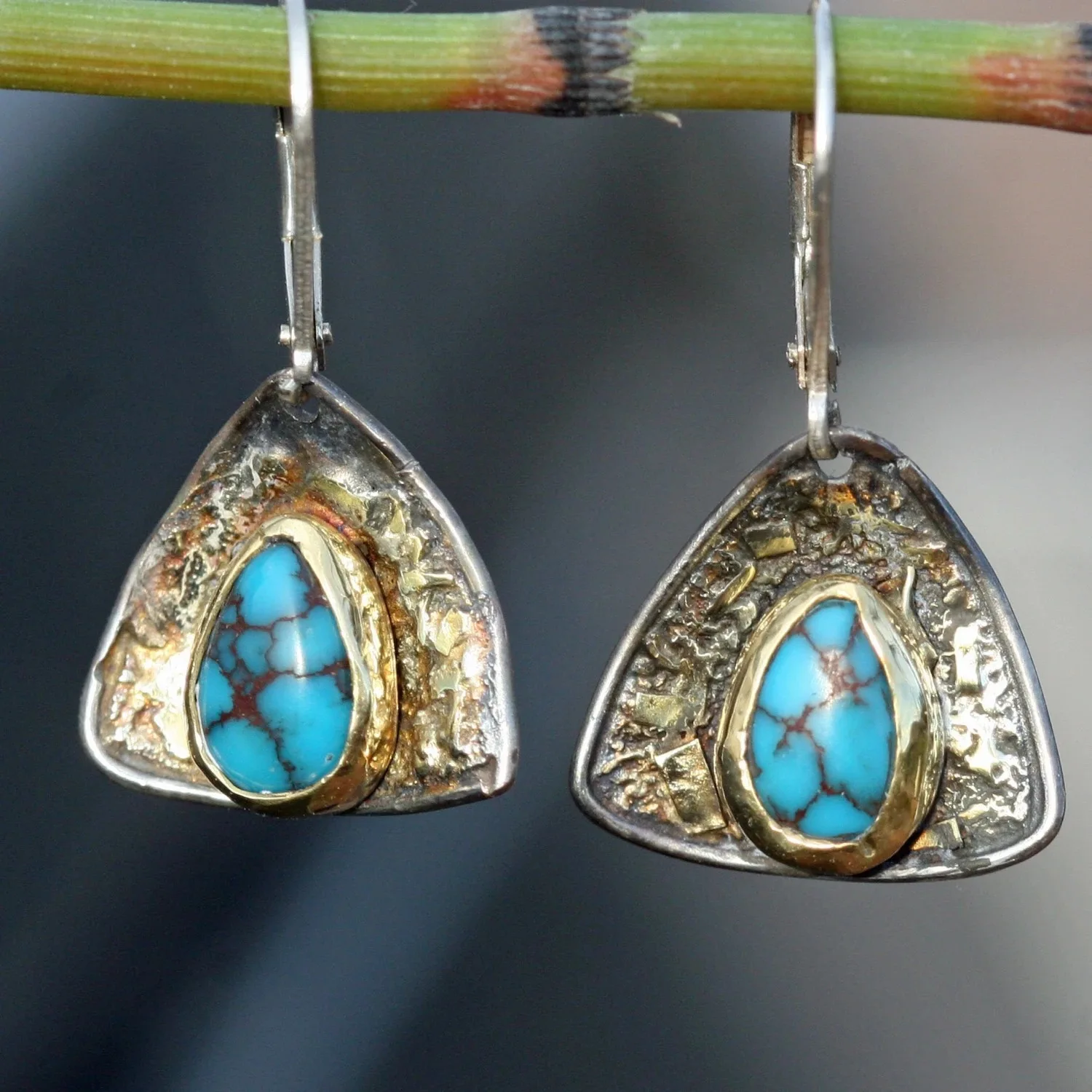 

Vintage Drop Earrings For Womens Ancient Handcarving Geometry Metal Inlay Turquoise Dangle Earring Jewelry aretes para mujeres