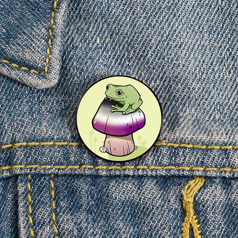 Asexual Pride Mushroom Frog Pin Custom cute Brooches Shirt Lapel teacher tote Bag backpacks Badge gift brooches pins for women
Asexual Pride Mushroom Frog Pin Custom cute Brooches Shirt Lapel teacher tote Bag backpacks Badge gift brooches pins for women