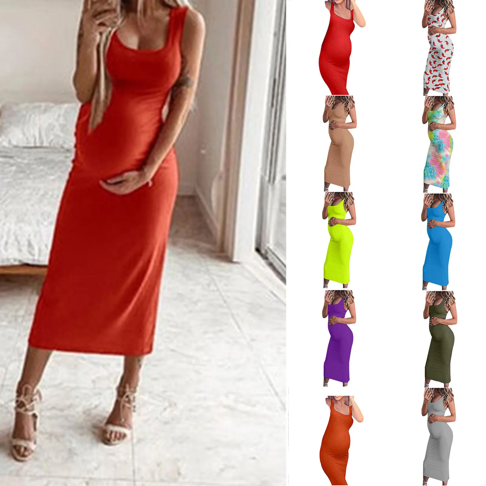 Summer Round Neck Sleeveless Solid Color Maternity Vest Dress Maternity Dresses Pregnancy Dress robe femme vestidos 2022 платье
Summer Round Neck Sleeveless Solid Color Maternity Vest Dress Maternity Dresses Pregnancy Dress robe femme vestidos 2022 платье