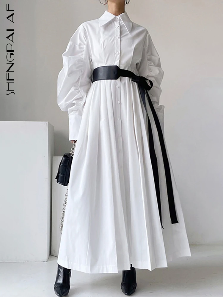 SHENGPALAE Fashion Sashes Solid Color Dress Women's Autumn 2022 New Lapel Single Breasted Loose Long Sleeve Mid-calf Dresses 
SHENGPALAE Fashion Sashes Solid Color Dress Women's Autumn 2022 New Lapel Single Breasted Loose Long Sleeve Mid-calf Dresses