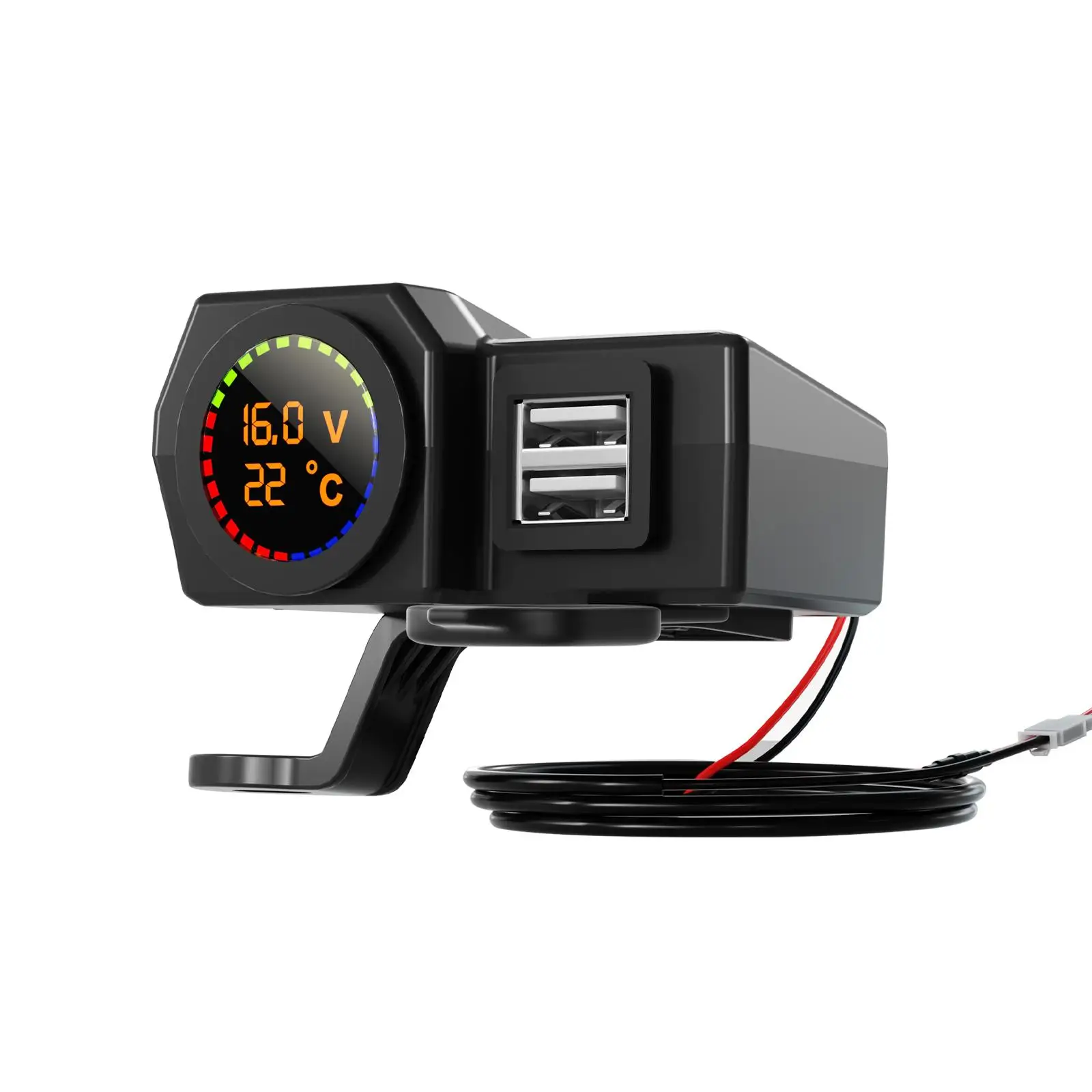 Motorcycle Mounted Charger Dual USB DC12V-24V Multifunctional Voltage Temperature Display 3.4A Dustproof for Phone Tablet
Motorcycle Mounted Charger Dual USB DC12V-24V Multifunctional Voltage Temperature Display 3.4A Dustproof for Phone Tablet