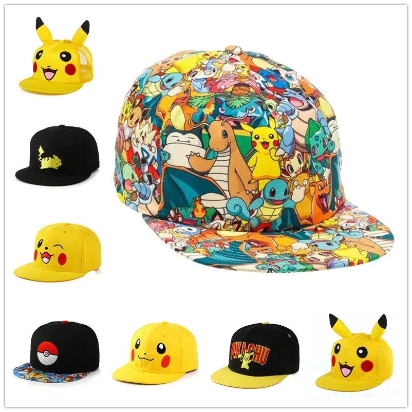 

Pokemon Pikachu Baseball Cap Cartoon Anime Peaked Cap Character Flat Brim Hip Hop Hat Couple Outdoor Sports Cap Birthday Gifts