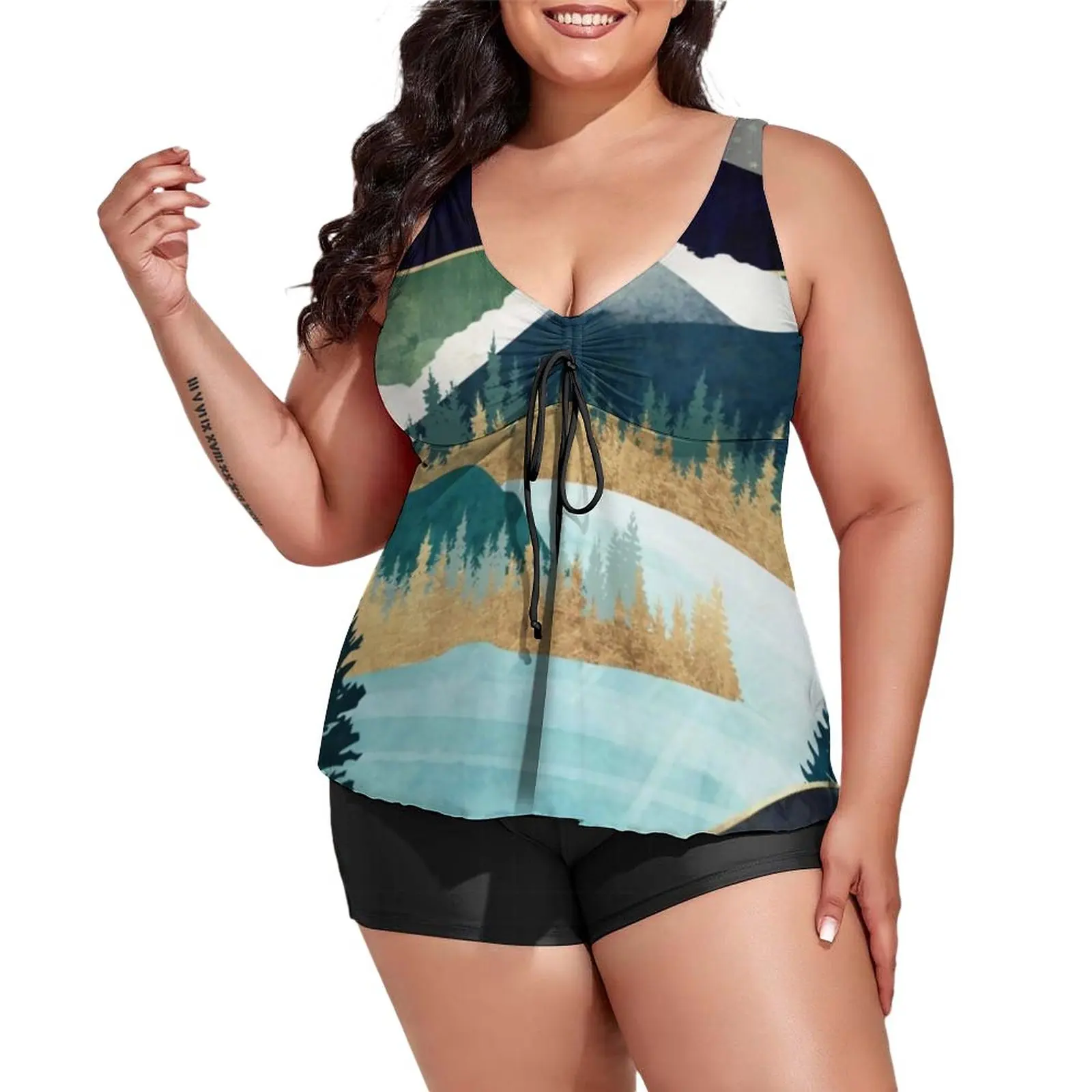 Gold Blue Mountains Tankini Swimsuit Abstract Landscape of Stars Trees Moon Sweet Swimwear 2 Pieces Bathing Suit Surf Beach Wear
Gold Blue Mountains Tankini Swimsuit Abstract Landscape of Stars Trees Moon Sweet Swimwear 2 Pieces Bathing Suit Surf Beach Wear