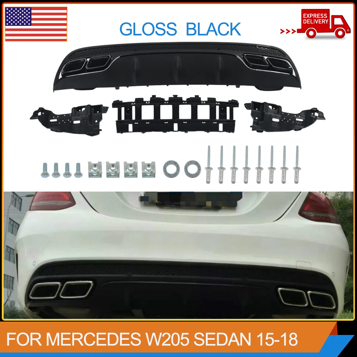 MagicKit для Mercedes-Benz W205 S205 2014-2020 черный задний диффузор + выхлопные наконечники C63 стиль AMG линия только Бесплатная доставка
MagicKit для Mercedes-Benz W205 S205 2014-2020 черный задний диффузор + выхлопные наконечники C63 стиль AMG линия только Бесплатная доставка