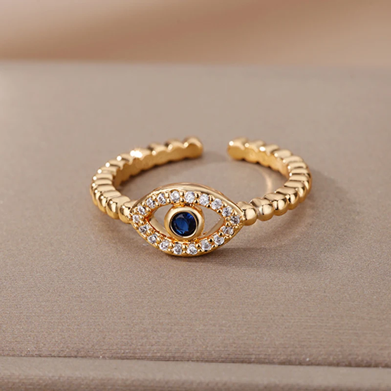 Zircon Evil Eye Rings for Women Stainless Steel Gold Color Opening Adjustable Couple Rings Female Wedding Jewelry Gift
Zircon Evil Eye Rings for Women Stainless Steel Gold Color Opening Adjustable Couple Rings Female Wedding Jewelry Gift