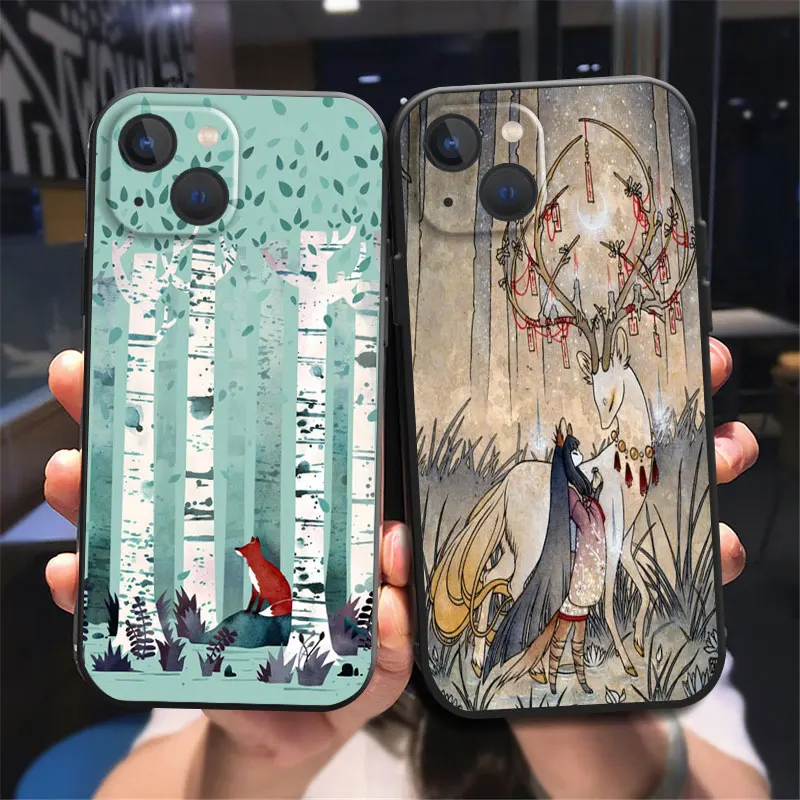 Birches The Wish Kitsune Fox Deer Yokai Phone Case For iPhone 13 12 Pro XS Max X XR 6 6S 7 8 Plus 12 Mini Black Silicone Cover
Birches The Wish Kitsune Fox Deer Yokai Phone Case For iPhone 13 12 Pro XS Max X XR 6 6S 7 8 Plus 12 Mini Black Silicone Cover