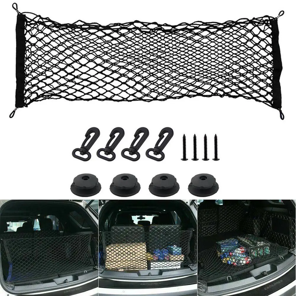 Car Rear Cargo Net Trunk Elastic Mesh Organizer With 4 Hooks 2 Layers Nylon SUV 90x40 Cm Fix And Store Sundries Car Accessory
Car Rear Cargo Net Trunk Elastic Mesh Organizer With 4 Hooks 2 Layers Nylon SUV 90x40 Cm Fix And Store Sundries Car Accessory