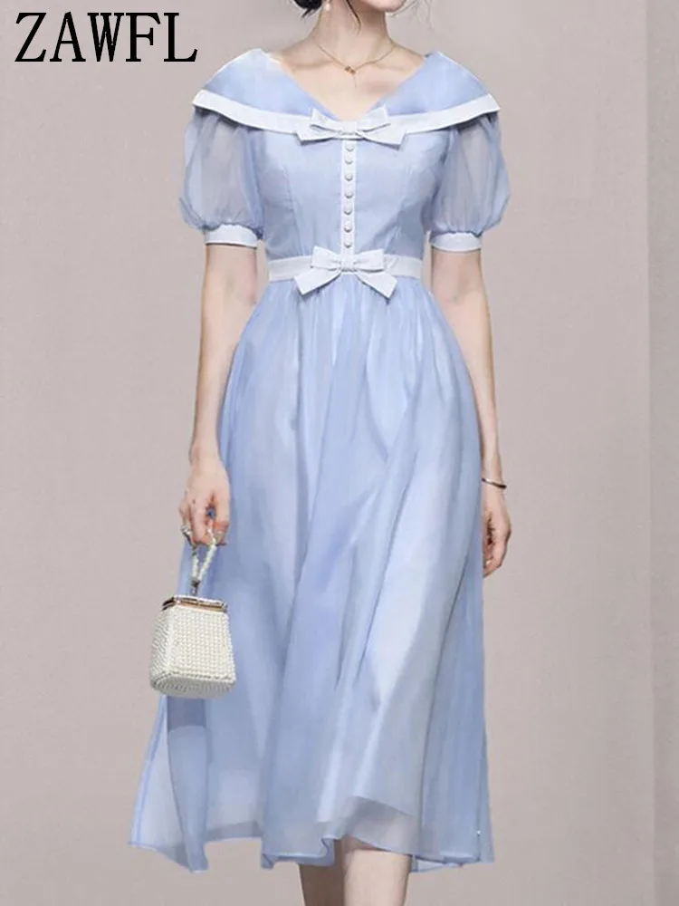 ZAWFL Sexy V Neck Shiny Mesh Puff Sleeve Dress Elegant Summer Bow Slim Party Women Fashion Solid Chic Pleated Long Dresses
ZAWFL Sexy V Neck Shiny Mesh Puff Sleeve Dress Elegant Summer Bow Slim Party Women Fashion Solid Chic Pleated Long Dresses