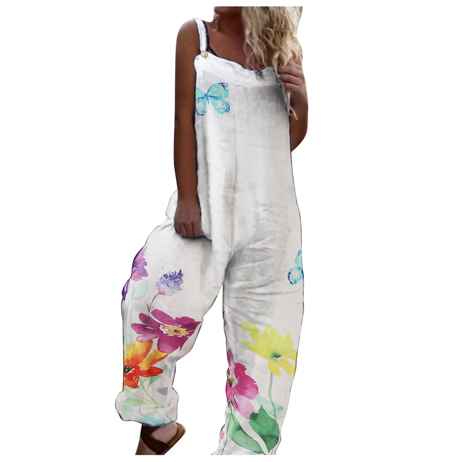 Womens Casual Loose Sleeveless Tank Jumpsuits Square Collar Smocked Wide Leg Jumpsuit Rompers With Pockets Combinaison Femme
Womens Casual Loose Sleeveless Tank Jumpsuits Square Collar Smocked Wide Leg Jumpsuit Rompers With Pockets Combinaison Femme