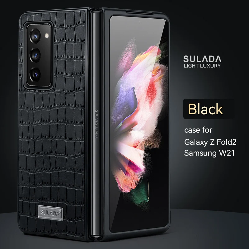 

For Samsung Z Fold 3 Case Galaxy Z Fold3 SULADA Business Leather Folding Screen Fold2 Lychee Pattern For W22 W21 Leather Case