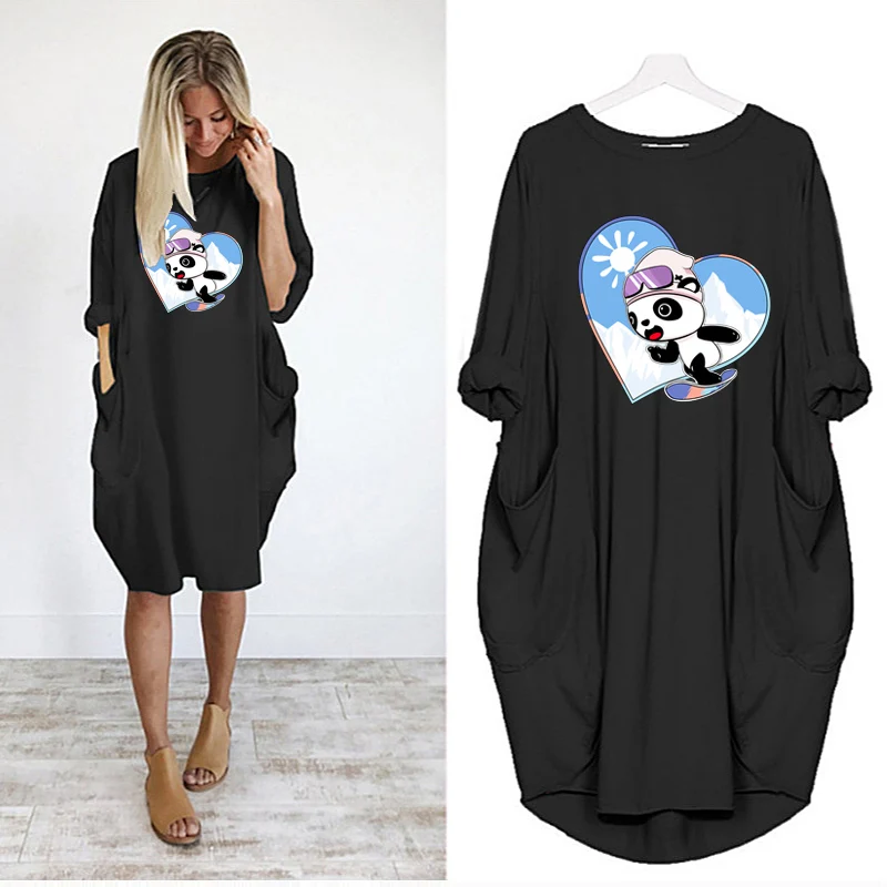 Sports Panda Dress Snow Race Cute Cartoon Long Sleeve Midi Dresses Autumn Pocket Harajuku Vestidos Streetwear Solid Sukienka
Sports Panda Dress Snow Race Cute Cartoon Long Sleeve Midi Dresses Autumn Pocket Harajuku Vestidos Streetwear Solid Sukienka