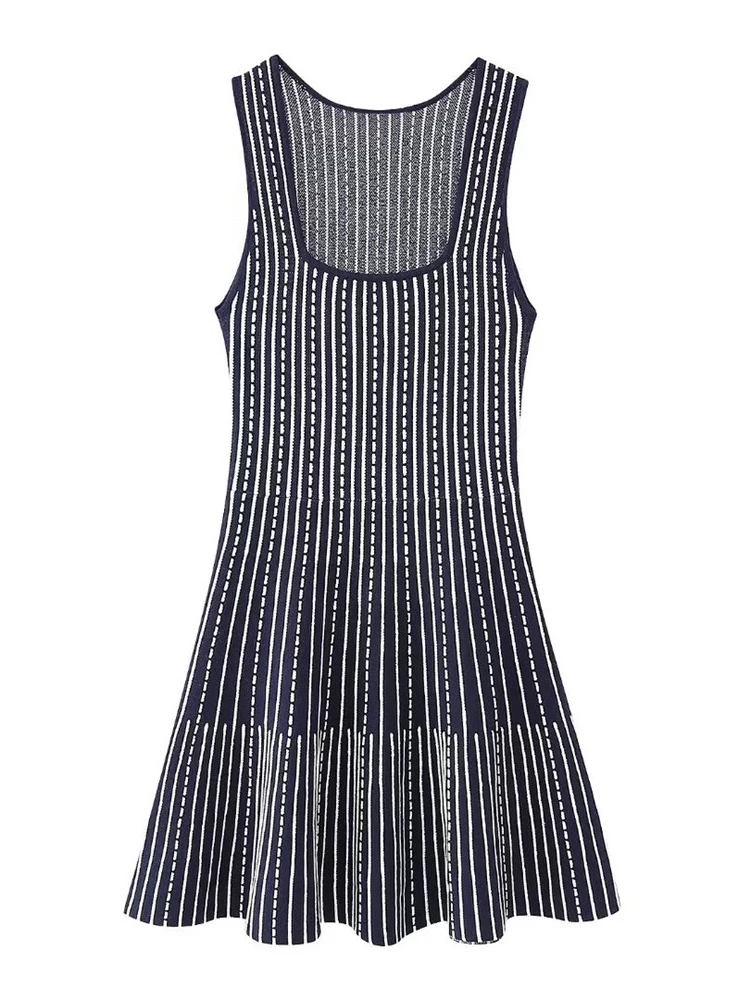 2023 Summer Womens Casual Striped Print Za Mini Dress Girls Vintage Square Collar Sleeveless Straight Black Dress Female Dresses
2023 Summer Womens Casual Striped Print Za Mini Dress Girls Vintage Square Collar Sleeveless Straight Black Dress Female Dresses