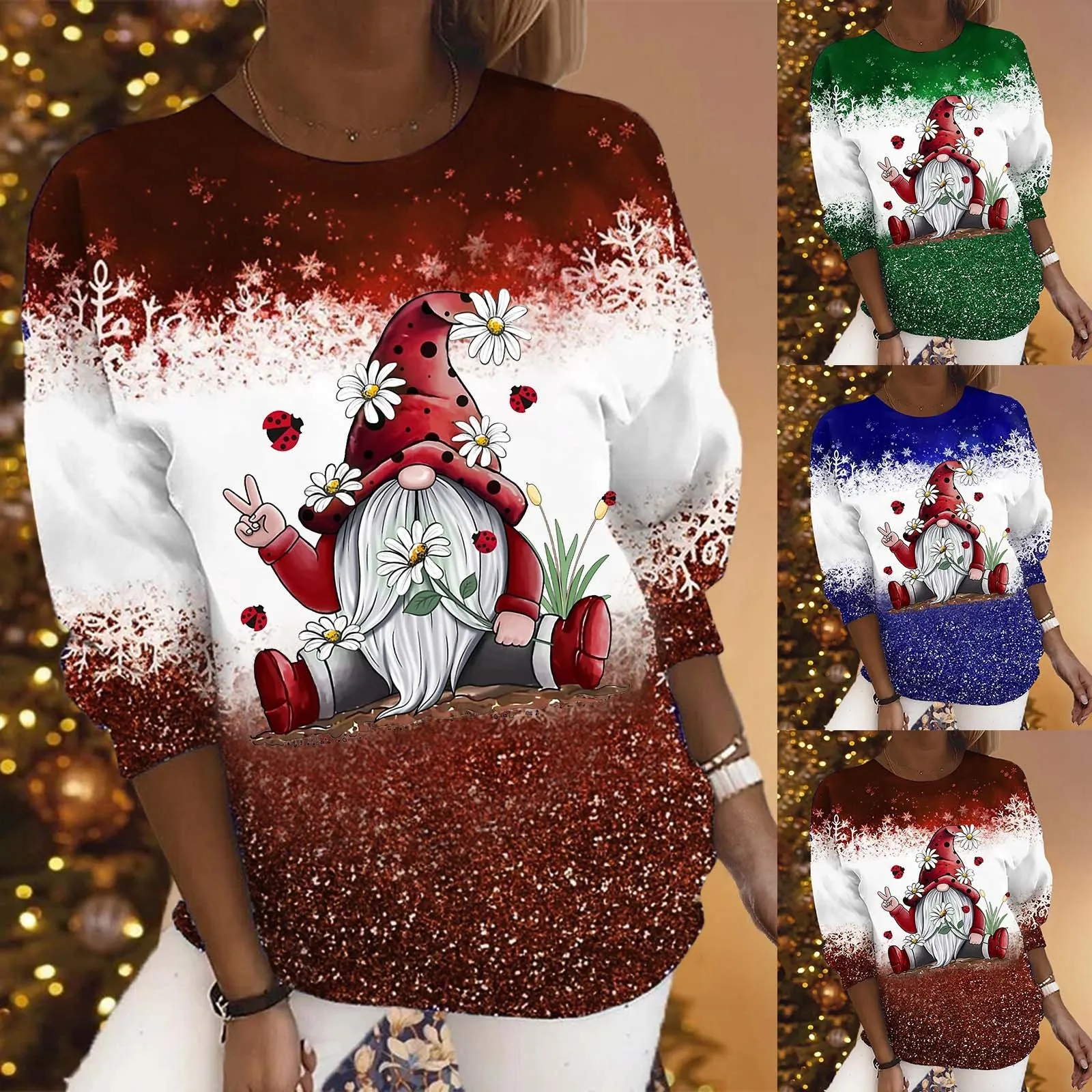 Women Fashion Christmas Gnome Print Sweatshirt Loose Round Neck Loose Blouse Top Fleece Set Women
Women Fashion Christmas Gnome Print Sweatshirt Loose Round Neck Loose Blouse Top Fleece Set Women